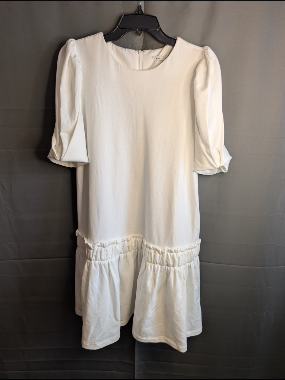 English Factory White Midi Dress with Puff Sleeves .. B